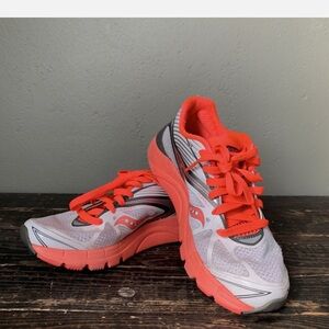 Saucony Coral and White Athletic Shoes